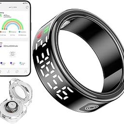 Smart Rings for Women Men Health Rings with Charging Case, Display Screen, IP68 Waterproof, Fitness Tracker with Heart Rate,Blood Oxygen, Blood Pressure, Sleep Tracker, Step Tracker (Black, 8#)-picture-23