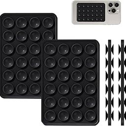 2 Pack Silicone Suction Phone Case Mount, Double Sided, Non Slip Suction Cup Phone Mount, Silicon Sticky Phone Grip for Cell Phone, Hands-Free Phone Accessories Holder for Selfies and Videos, Black-17