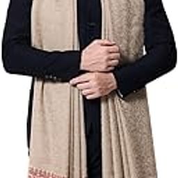men Extra Fine Wool shawl, Ethnic Palla design, Beige-image-76