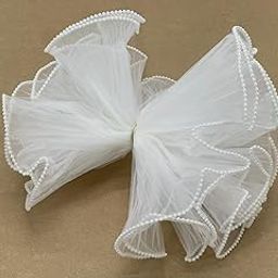 Wrap Concepts White Organza Frill Both Side Pearl - 3.5 Meters- Wrinkled Wavy Net Premium Material for Gifting & Floral Decoration-image-14