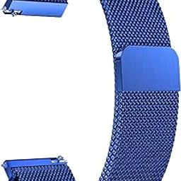 ACM Watch Strap Magnetic Loop 20mm compatible with Muvaudio Muvtrend Smartwatch Luxury Metal Chain Band Blue-15