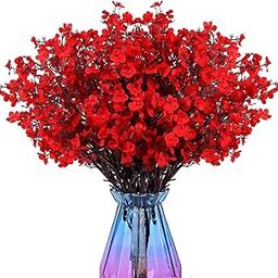 TIED RIBBONS Silk Pack Of 5 Artificial Baby Breath Gypsophila Flowers Bunches For Vase Pot Home Decoration (Red) For Home Decor Living Room Side Table Centerpiece (Vase Not Included)-6