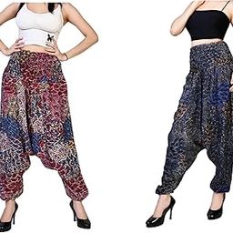 Women's Printed Regular Rayon Mid Rise Harem Pant, Pack Of Two (Multicolor, Fs213-image-9