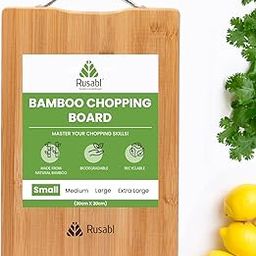 Bamboo Wooden Chopping Board with Metal Handle, Multipurpose Cutting Board for Vegetables, Fruits & Cheese, for Kitchen Use, BPA Free, Eco-Friendly, Anti-Microbial (S, 30 x 20 cms)-16
