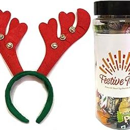 Christmas Gifts for Kids - 1 Theme Reindeer HairBand with Festive Candy Jar for Xmas with Candies & Personal Message-image-76
