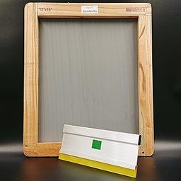 Sumikrafts 12x15 Inch Screen Printing Wooden Frame with Pre-Stretched Nylon Mesh No. 40 + 10" Squeegee Blade (70/75 Hardness) – Ready-to-Use Kit for Detailed Designs-5