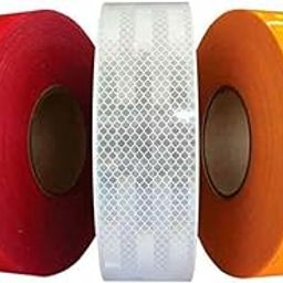 BrightEdge High Intensity Water Proof Conspicuity Warning Reflective Radium Tape Sticker 2 Inch X 50 Meter, (50 Meter Each Color) Pack of 3, White Yellow and Red-image-125