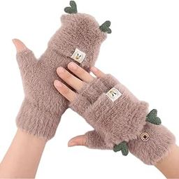 Tricky Shopper™ Winter Gloves for Women Woolen Warm Soft Fur Fleece Hand Gloves for Women and Girls Knitted Acrylic Wool Touchscreen Finger Cute Mitten (Freesize)-image-28