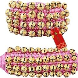 UAPAN Brass 3 Line Ghungroo With Pink Pad | Bells For kathak Dance Bharatnatyam(3 line Pad,1 Pair)-image-4