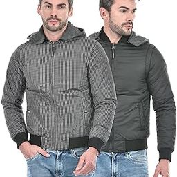 Men Checkered Multicolor Reversible Jacket-image-1