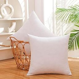 LINENWALAS Feather Cushion Set of 2, 50% Goose Duck Down & 50% Feather Soft Cushion for Cozy Sofa, Well Fluffy Cushion Insert with Luxury Bamboo Cushion Cover (White, 18x18 Inches)-image-16