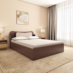 Nilkamal Daffodil Queen Bed | Engineered Wood Build | Headboard with Open and Closed Storage | 1 Year Warranty | Walnut (Queen)-image-28