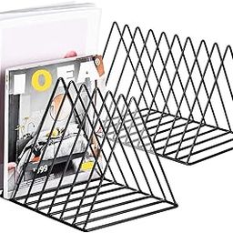 VK15 COLLECTION Triangle 9 Slot Magazine and Newspaper Holder Stand, Desktop File Holder, Triangle Bookshelf Decor Home & Office, Metal Wire Files Book Rack, Office (Black, Pack of 1)-image-22