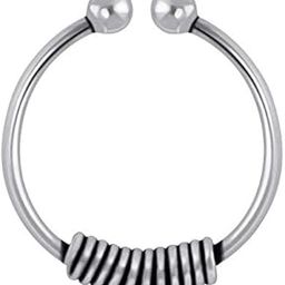 92.5-925 Sterling Silver 10mm Clip-On No-Piercing Required Nose/Septum Ring For Women And Girls Pure Silver (NR05071) 1 Pc Only-image-71