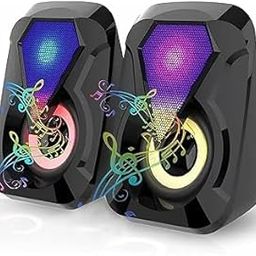 Computer Speaker Multimedia Sound Bass Speakers with Colourful LED Modes Auxiliary System for PC Laptop (RGB Speaker)-17
