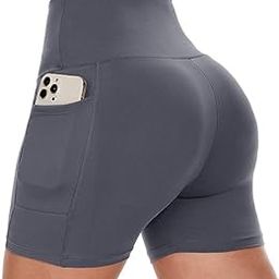 Women's Light Compression Biker Shorts 8" High Waisted Yoga Gym Side Pockets Nylon & Spandex Dry-Fit Short Free Size (26 Till 32) Pack of 1-image-16