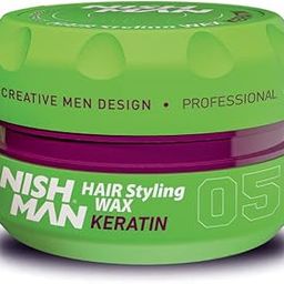 Nishman Hair Styling Hair Wax Keratin: Gloss Finish | Water Soluble | Shine Hair Style | Re-Stylable Wax for Men (100g/100ml)-7