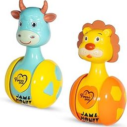 Amazon Brand - Jam & Honey Baby Rattle Tumbler Set of 2 I Best Learning Toy Pushing Or Holding Toys | Baby Development Toys-5