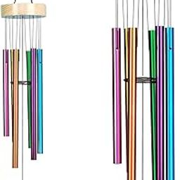 Nature's Melody Wool and Aluminium 6 Pipes Rods Wall Decorative Hanging Wind Chimes with Good Sound Bell (Multicolour, 30 Inches)-image-57