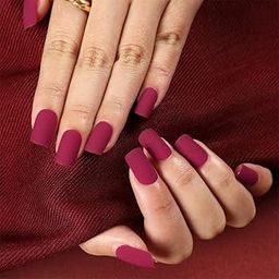 24 pcs Artificial Fake nails Magenta Pink Square Shaped Soild Matte Finish Reusable Press On Nail Set with Application kit-3