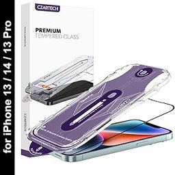 Czartech [Auto Align Quick Fix Tempered Glass Screen Protector for iPhone 13 | iPhone 14 | iPhone 13 Pro Full Screen Coverage Edge to Edge 9H HD Glass with Easy Installation Kit.-7