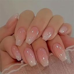 24 Reusable Artificial Fake Nail Set| Light Peach Design Glossy Nails| Lightweight & Long Lasting| Quick Fix For Festivals & Special Occasions-image-30