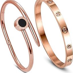 bracelet for women Stylish Bangles for women Adjustable Anti Tarnish Bracelet for girls rose gold Kada for Women Accessories Anti Tarnish Jewellery Stainless Steel Cuff Bracelet gifts Combo-image-13