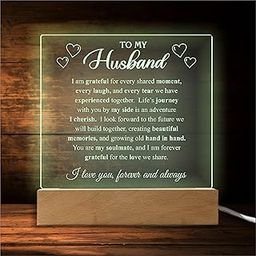 Giftsnplaques LED Husband Keepsake Frame - Birthday, Anniversary, Valentine's Day Gift - Premium Acrylic With Built-in Light-image-37