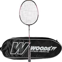WOODS CARBOLITE Badminton Racket Strung with Free Full Cover 3U G4 Black/Pink (Woven Graphite,28 lbs Tension)-picture-13