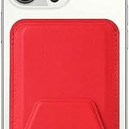 Charlie Leather Metro, Credit Card Holder for Back of Mobile Phone or Case, Kickstand 3M Adhesive Sleeves Stick on Phone Back Wallet with Stand for All Smartphones (Red)-image-66