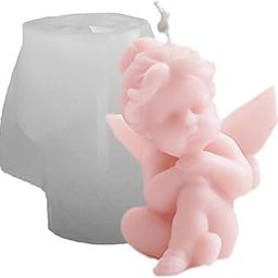 RKPM HOMES Multi-Style Angel Candle Mold I 3D Cupid Baby Angel Shape Silicone Epoxy Mould I for DIY Handmade Ornament Chocolate, Cake Décor, Aromatherapy, Soap, Resin Art Craft Making - 1 Cavity (C)-3