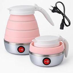PALRIN Travel Foldable Fast Boiling Portable Electric Kettle - Silicone Food Grade Boil Dry Protection 220V -600ML for Most Travel and Home & Office Use(multicolor)-12
