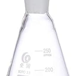 Salco Iodine Flask with Stopper - Glass Flask Borosilicate Iodine Measuring Flask Conical Flask Glass Iodine Flask Glass Erlenmeyer Flask for Laboratory School Experiment (250 ml, 1 Pc)-9