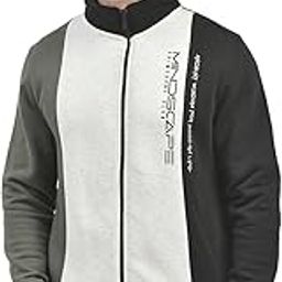 Men's Olive Colorblocked Front Open Sweatshirt-image-1