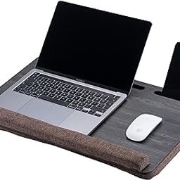 Vigo Wood Laptop Desk for Bed, Lap Desk with Cushion, Laptop Stand for Bed, Fits up to 17.3" Laptop, Tablet and Phone Holder, Ergonomic Design, Wrist Rest-4