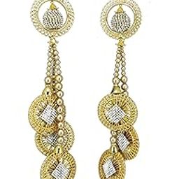 Raadhe creation Golden Diamond Latkan for Ethnic Women Lehenga Hanging Tassel (Set of 2)-image-84