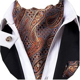 Mens Cravat Ascot Scarf Tie and Pocket Square Set with Cufflinks-picture-15