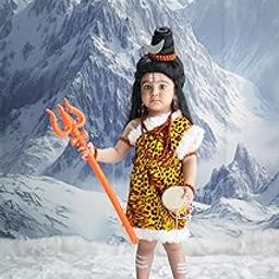 Shiv Ji Bhagwan Fancy Dress Costume for Kids | Tiger Printed Dress, Rudraksha Accessories, Hair Wig | Ideal for School Competitions, Festivals & Fancy Dress Events | Lord Shiva-image-2