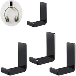 CRUTO Headphone Stand Wall Mount – Aluminum Headset Holder Hook with Cable Organizer – Under Desk or Wall Headphone Hanger (Black, U-Shape-Pack of 4)-image-73