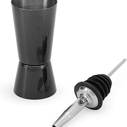 NJ Black Stainless Steel Peg Measure with Bottle Pourer (Black) : Pack of 2-31