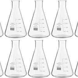 ECNEICS Borosilicate Glass Conical Flask 250 ml with Graduation Marks Pack of 10Pc for Schools, Collage Students Chemistry Labs-13