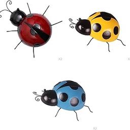 VELURA 6pcs Mini Metal Ladybug Fence Hanger Wall Hanging Outdoor Garden Decor10cm|6 Pieces Ladybug Figurine| Figurines| Home Decor-image-2
