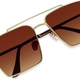 Retro Square Sunglasses for Men Gold & Silver Frames-image-61