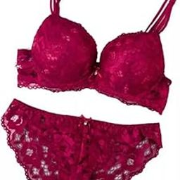 Women's Floral Lace Bra and Panty Set,Non-Wired Lightly Padded Lingerie Set-image-84