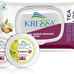 Kressa Makeup Remover & Nail Polish Remover Wipes Combo Pack - Gentle, Travel-Friendly Skincare for Flawless Face & Nails (Pack Of 3)-image-3