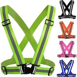 COOLBABY Reflective Vest Gear Unisex Warning Vests Adjustable Laser Safety Band For Night Running Cycling Jogging Walking（Green）-image-2