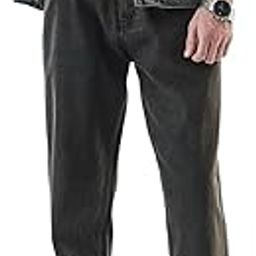 Men Casual Jeans | Baggy Fit Wide-Leg Relaxed Style | 100% Cotton Woven Denim with Whiskered Effect & Washed Finish for Everyday Comfort & Street Wear |Charcoal Grey-image-7