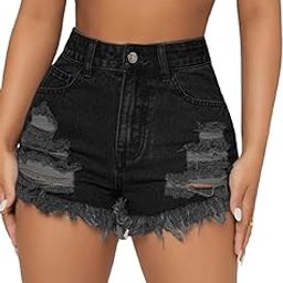 Solid Raw Hem Ripped Denim Shorts for Women's & Girls(KV_P_237)-image-85