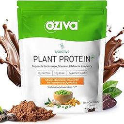 OZiva Bioactive Plant Protein (Chocolate), 1kg | 25g Protein,5.5 BCAA| Pea Isolate| Plant based Protein Powder for Women & Men | Essential Amino Acids| Vegan Protein supplement, Clean, Sugar free-1
