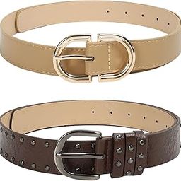 Women's PU Belt for Jeans and Pants, Stylish Adjustable Waist Belt for Women, Fashionable Casual Accessory – White & Brown 25mm Width, Perfect for Casual & Formal Wear-image-37